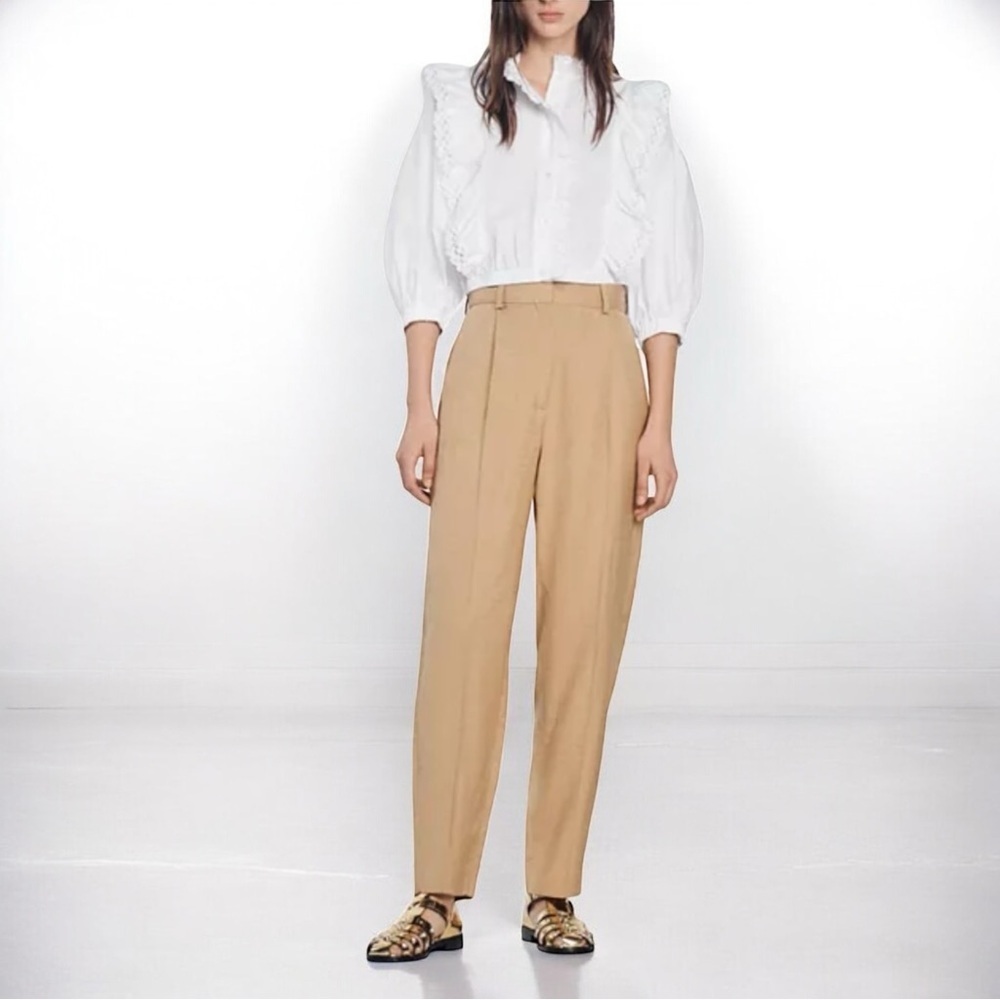 🌻NEW w/tags Sandro Women's Roland Pleated Pants Size 42 (US 10) $370 Retail - Picture 2 of 13
